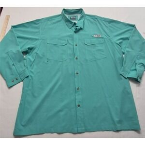 Bimini Bay men's Turquois blue Button up long sleeve outdoor shirt 3XLpockets